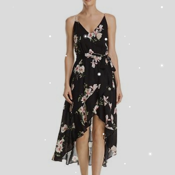 AQUA asymmetrical dark floral maxi dress Size S - Picture 6 of 10